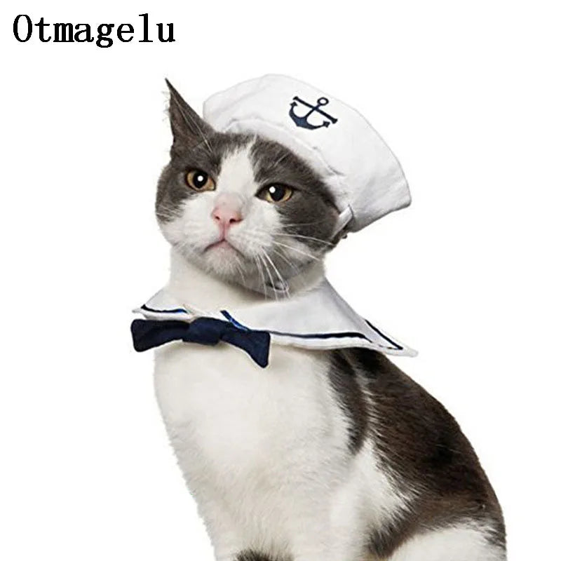 White Sailor Hat & Cloak Pet Costume