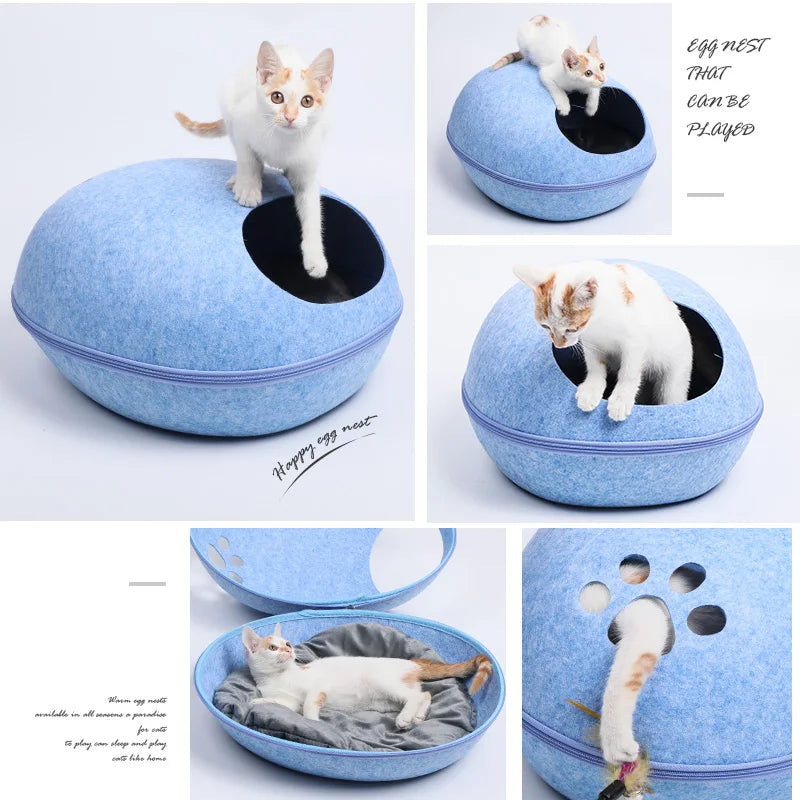 Oval Cat Pod Bed with Zip-Off Top