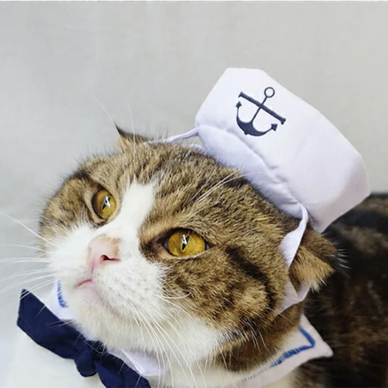 White Sailor Hat & Cloak Pet Costume