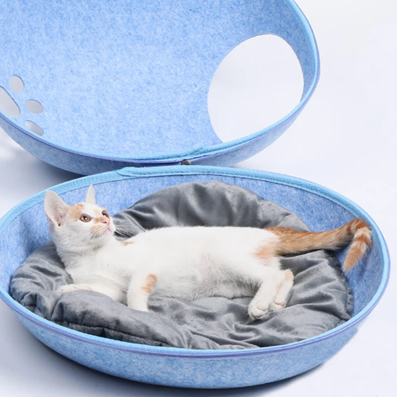 Oval Cat Pod Bed with Zip-Off Top