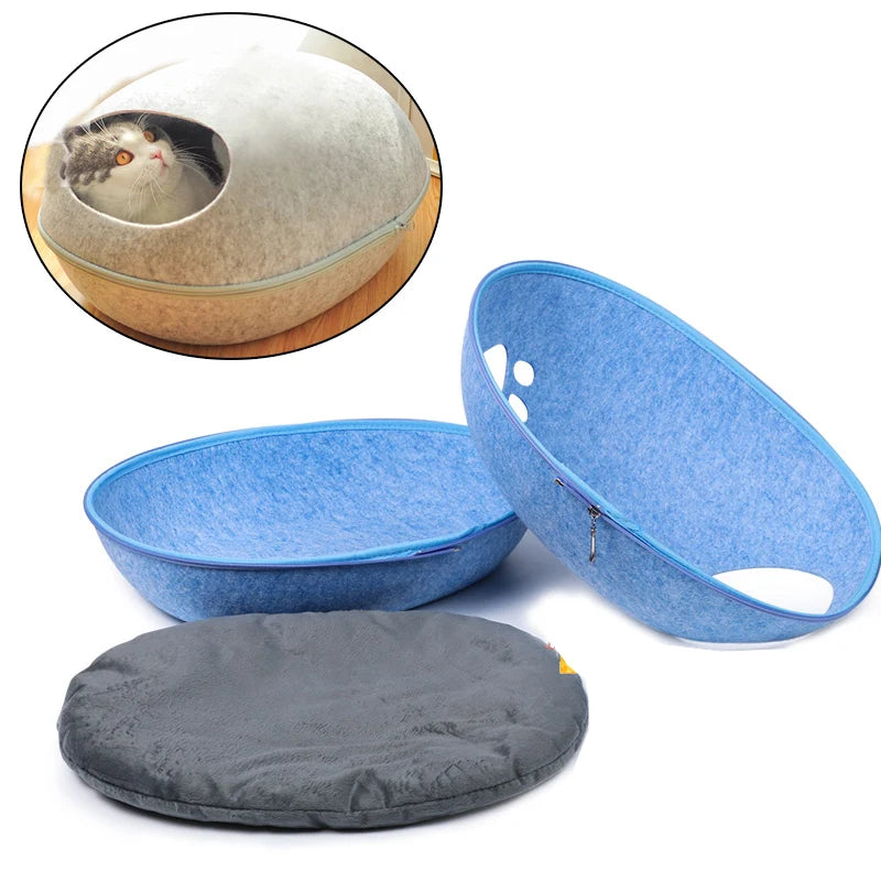 Oval Cat Pod Bed with Zip-Off Top