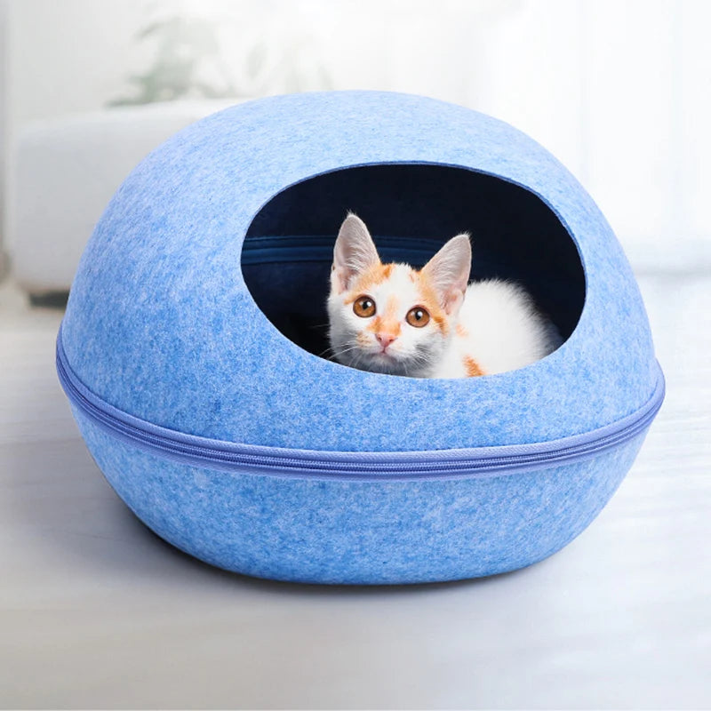 Oval Cat Pod Bed with Zip-Off Top