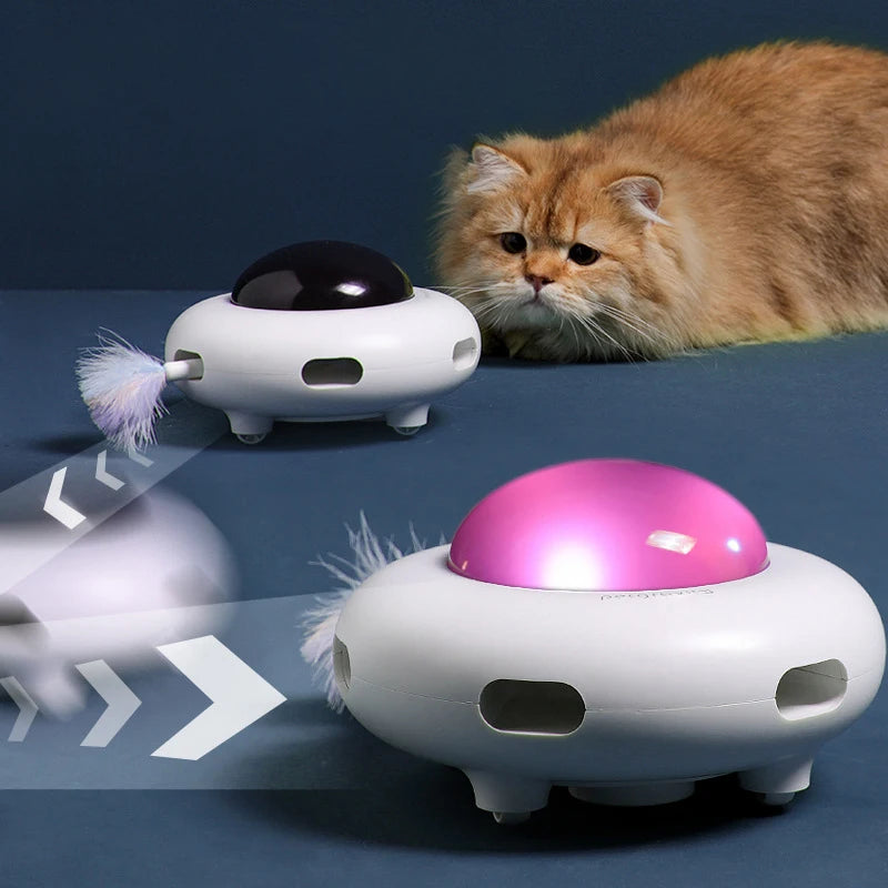 Rechargeable UFO Hide-and-Seek Feather Cat Toy