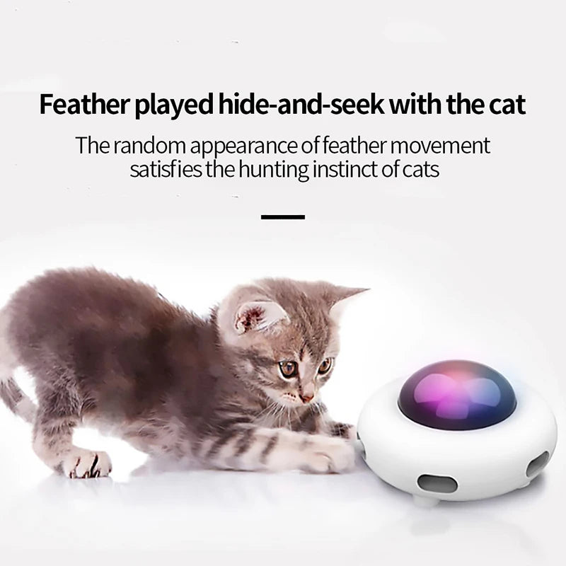 Rechargeable UFO Hide-and-Seek Feather Cat Toy