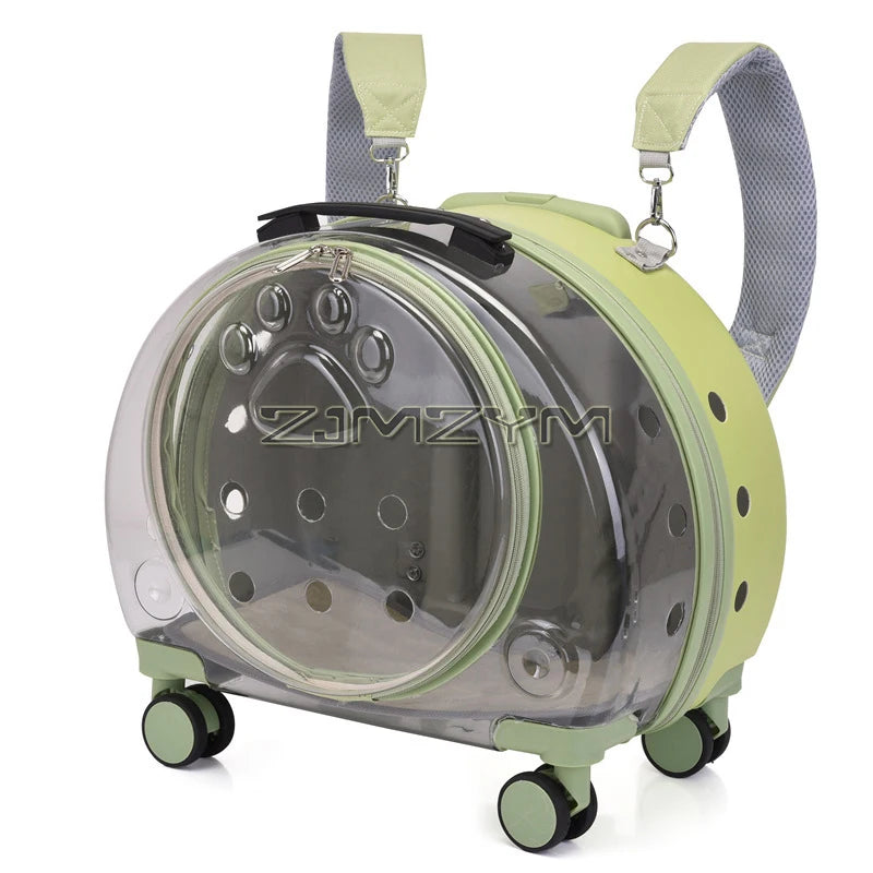 Bubble Pet Carrier Backpack with Wheels & Round Front Opening