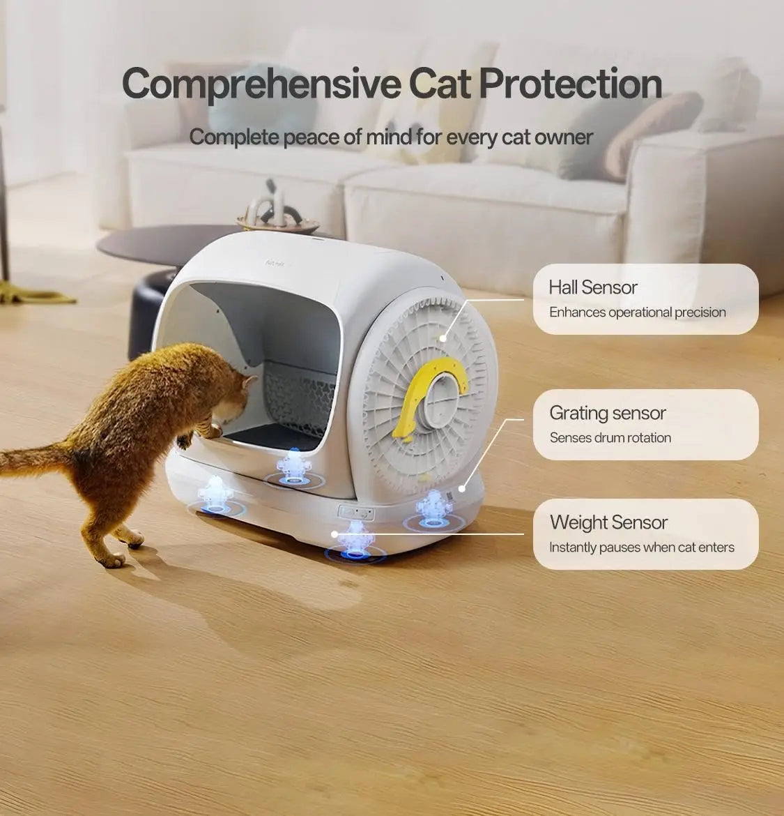 Open-Front Self-Cleaning Cat Litter Box with App Control