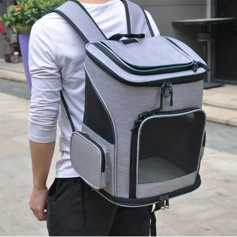 Expandable Foldable Pet Carrier Backpack in Grey