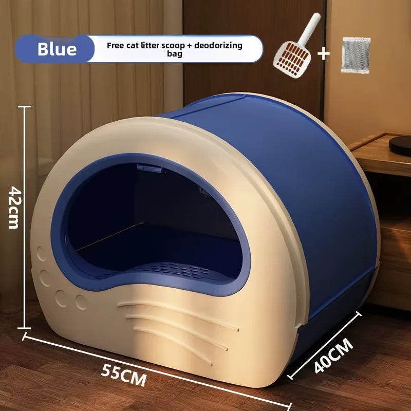 Covered Cat Litter Box with Rounded Front Doorway