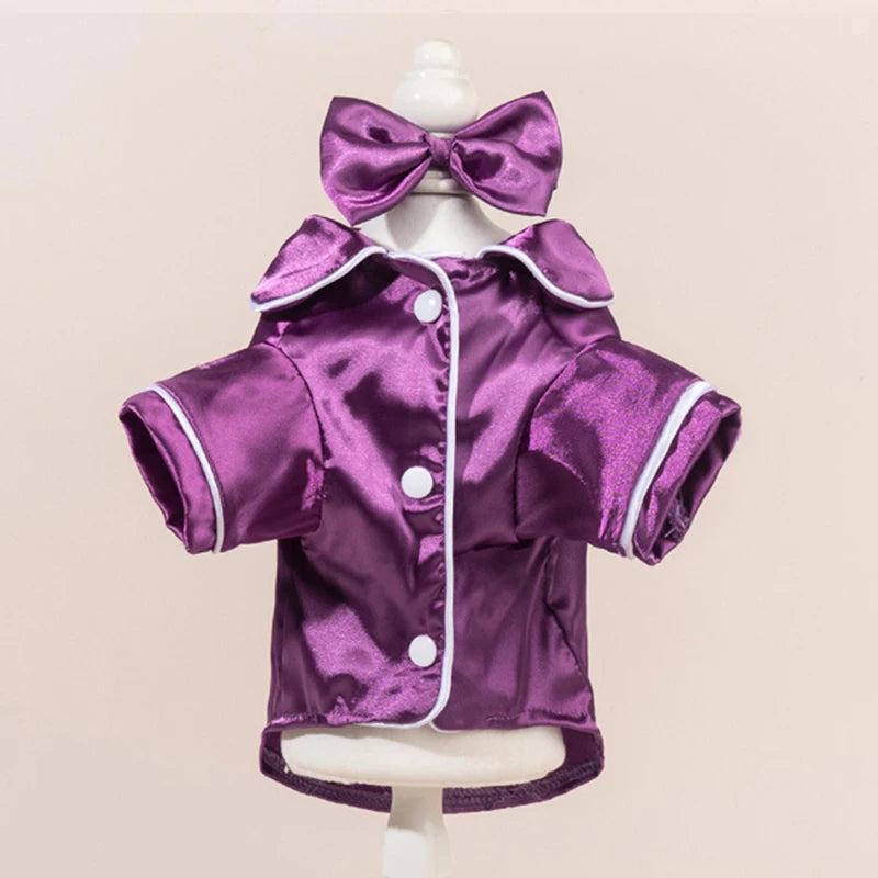 Satin-Look Pet Pajama Shirt with Contrast Piping