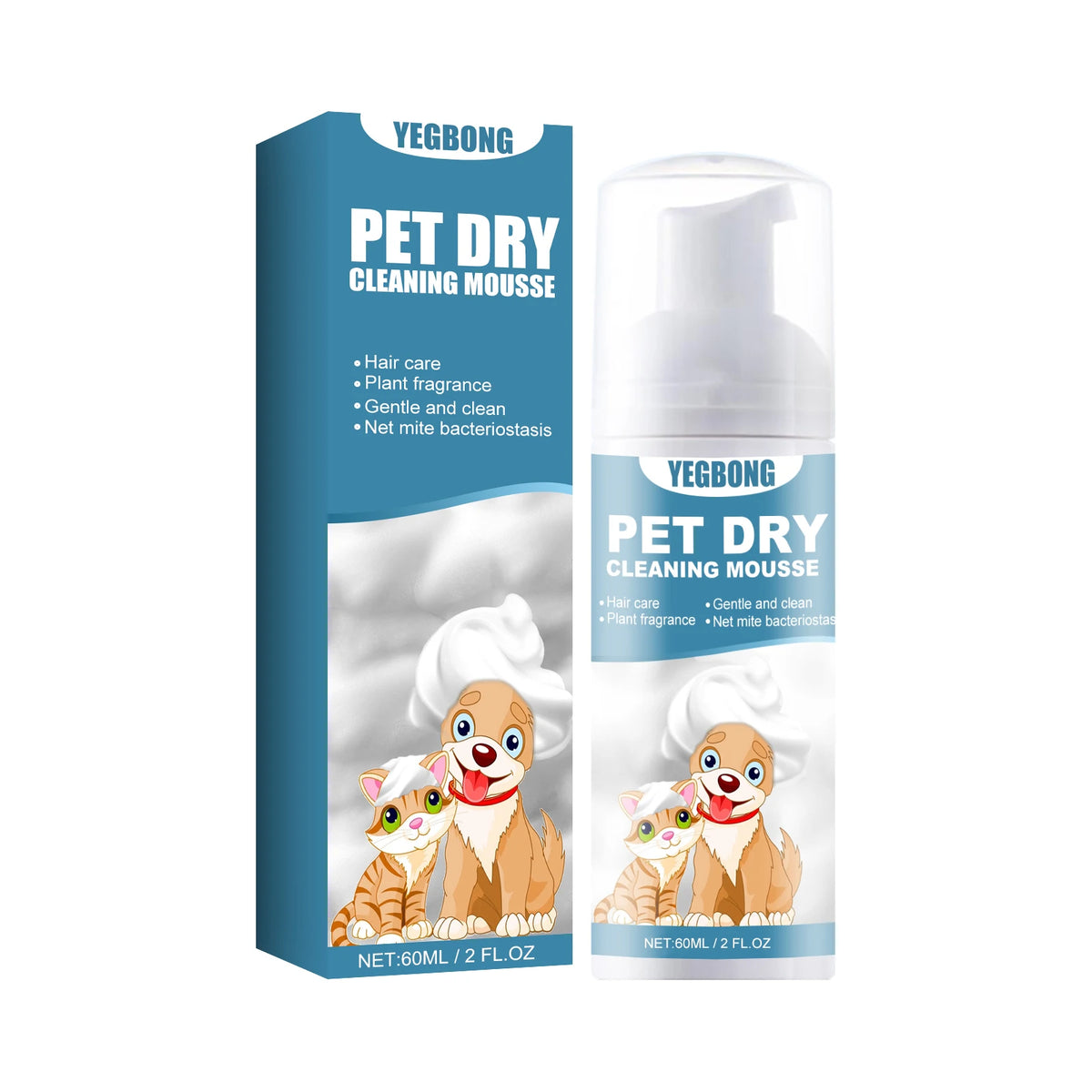 YEGBONG Pet Dry Cleaning Mousse, 60 ml, 1–4 Pack