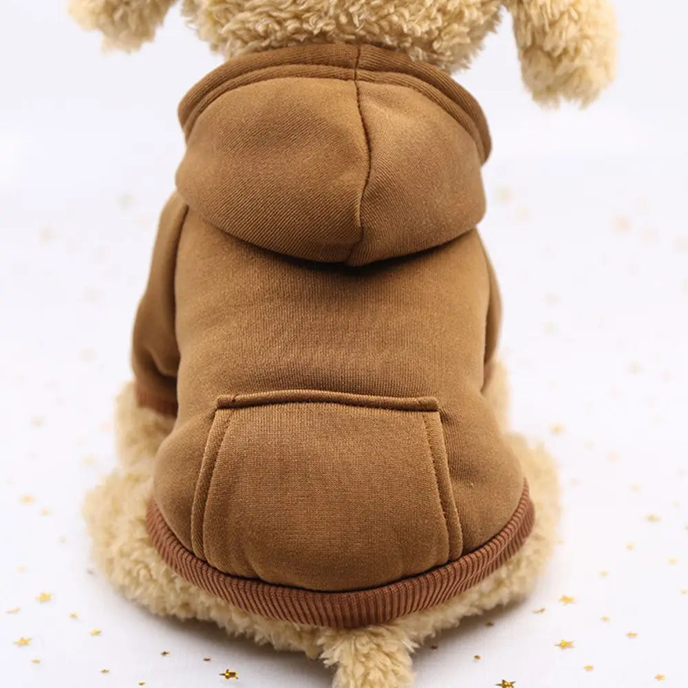 Solid-Color Pet Hoodie with Back Pocket