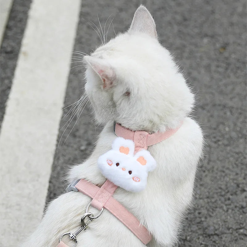 Flower-Detail Pet Harness & Matching Leash Set