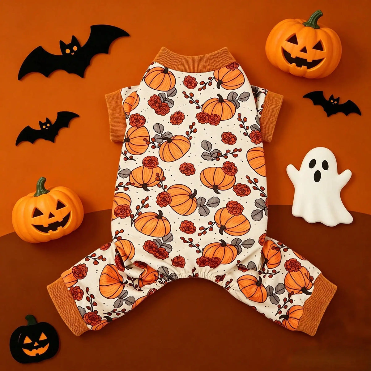 Pumpkin Print Four-Leg Pet Onesie for Dogs & Cats
