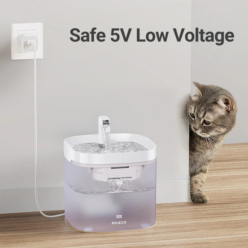ROJECO 1.5L Pet Water Fountain with Dual Filtration