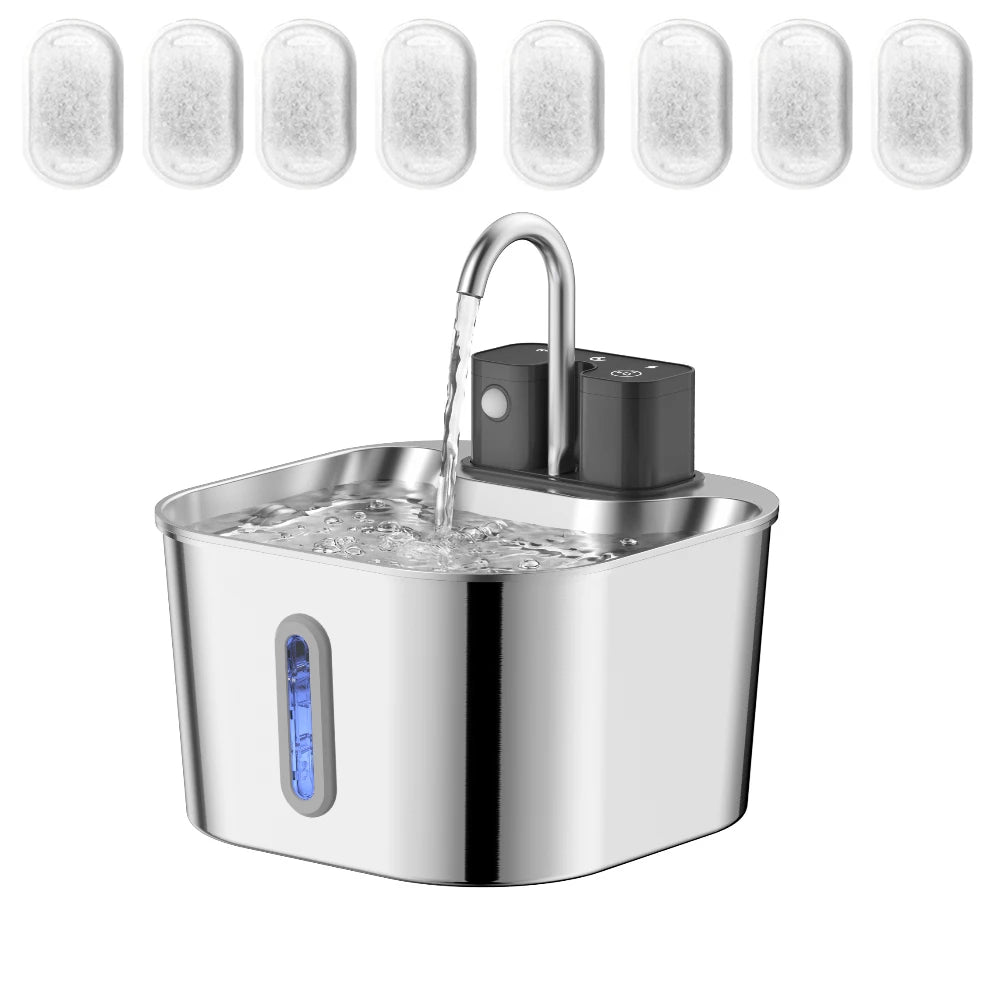 Stainless Steel Motion-Sensor Pet Water Fountain, 2L–2.2L