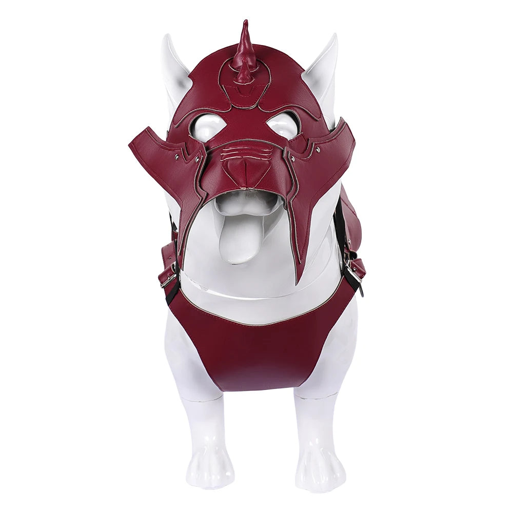 Burgundy Fantasy Armor Pet Costume with Mask