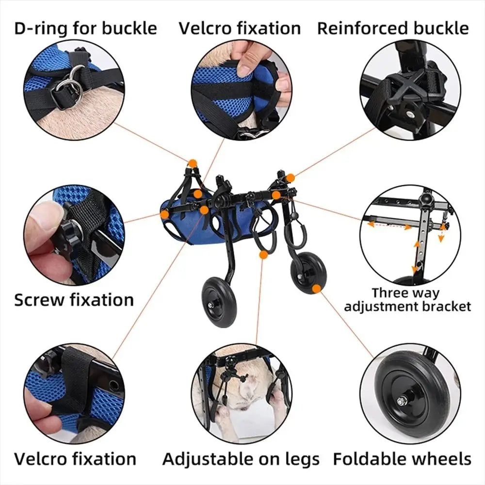 Adjustable Two-Wheel Rear-Support Pet Wheelchair