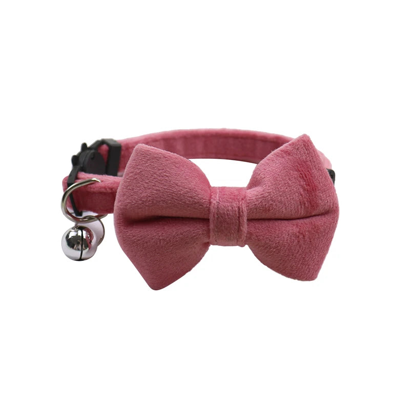 Velvet Bow-Tie Cat Collar with Bell
