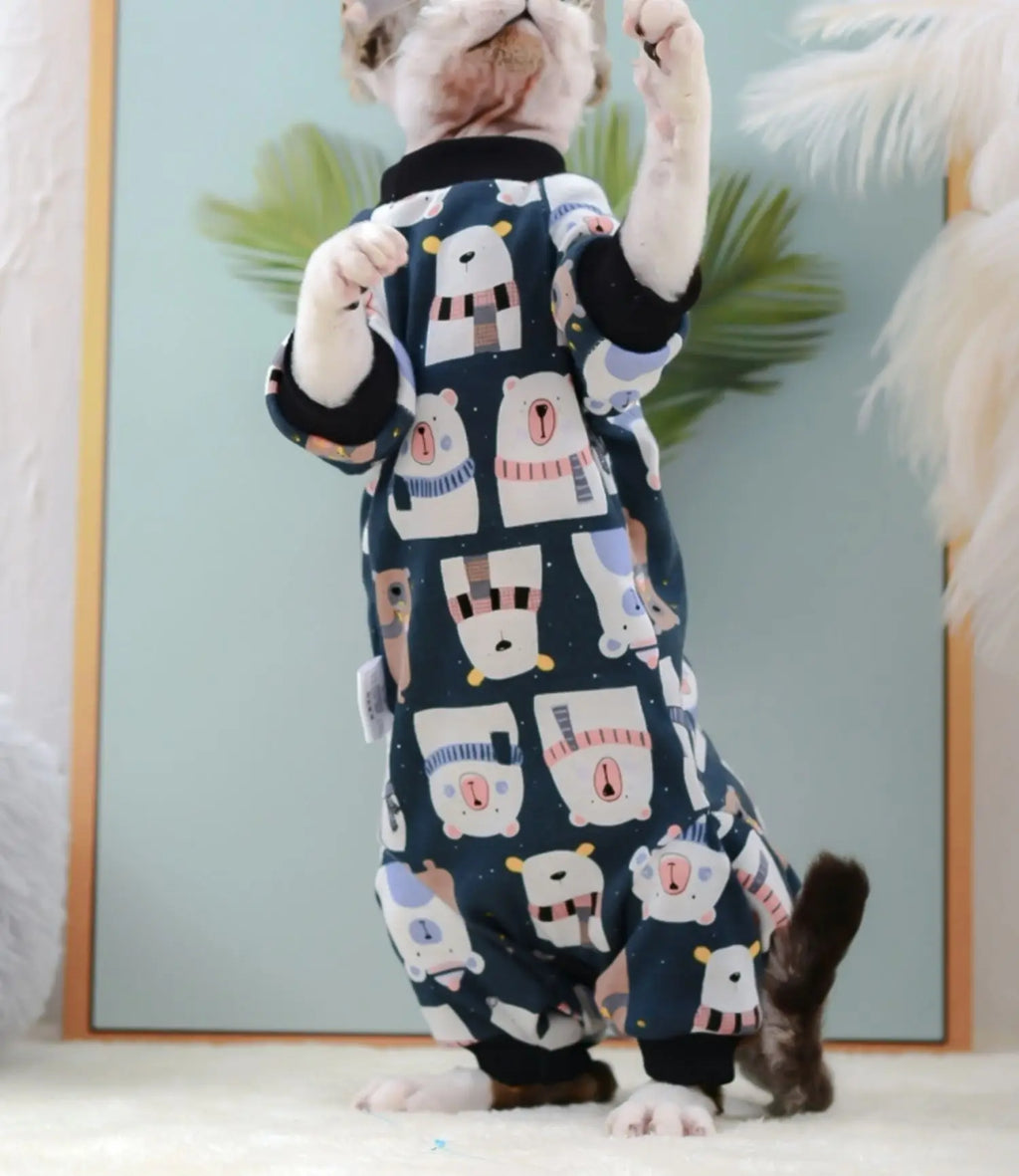 Cartoon-Print Cotton Cat Jumpsuit