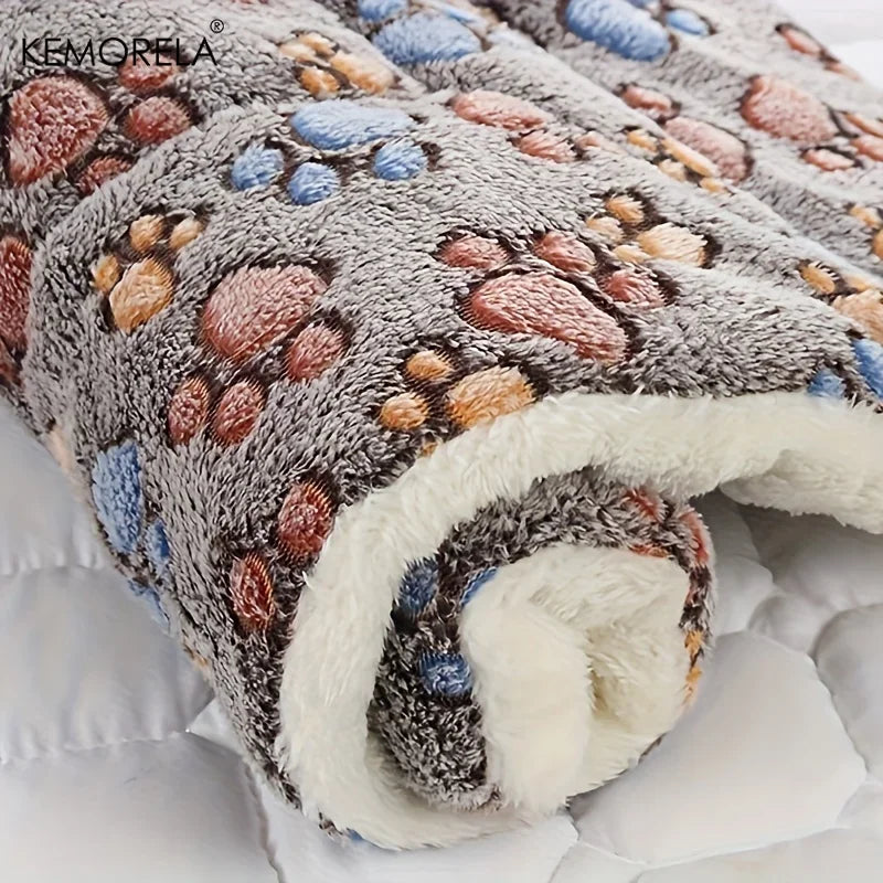 Paw-Print Plush Sleeping Mat for Dogs & Cats