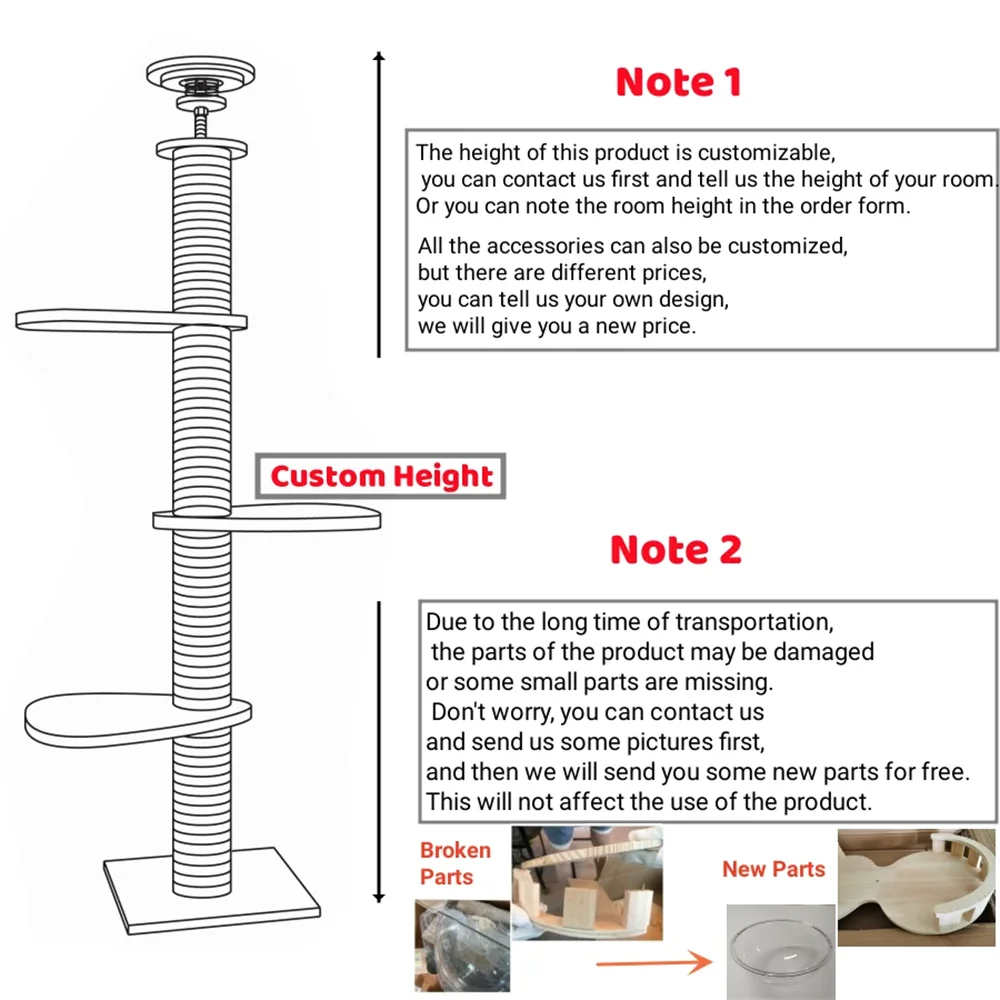 Adjustable Floor-to-Ceiling Cat Tower, 250–270 cm