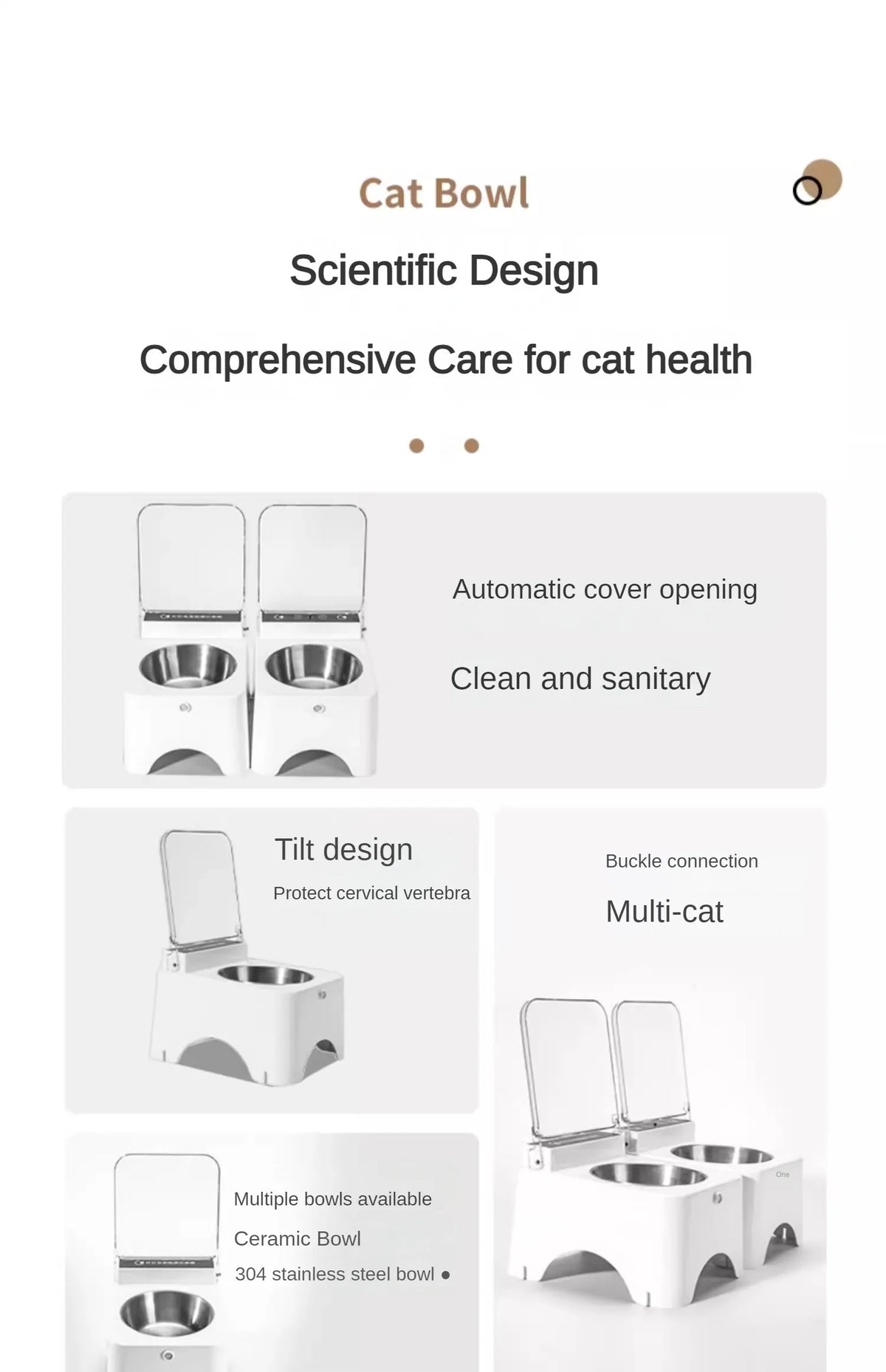 Sensor-Lid Pet Bowl, Ceramic or Stainless Steel