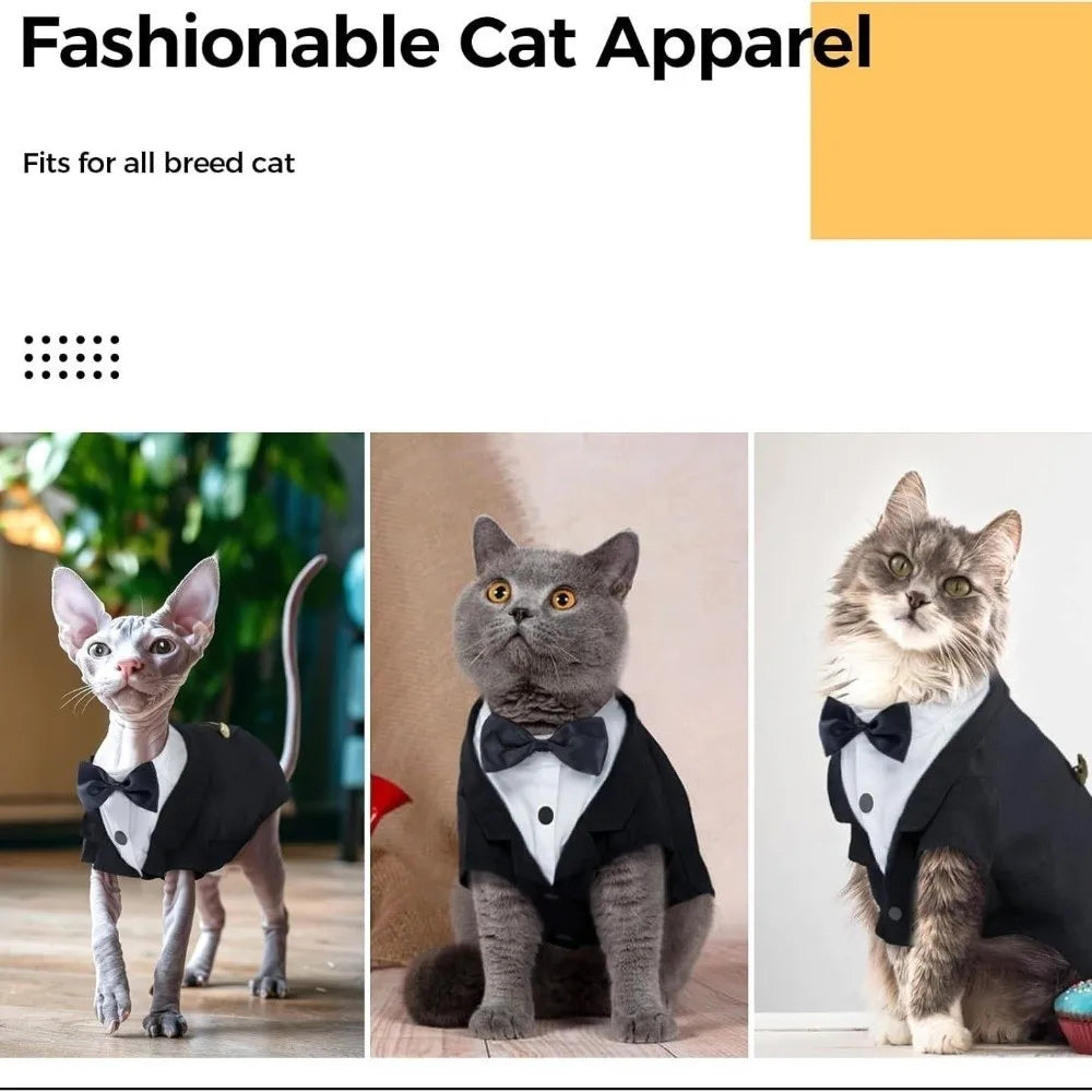 Bow-Tie Cat Tuxedo in Black or Grey