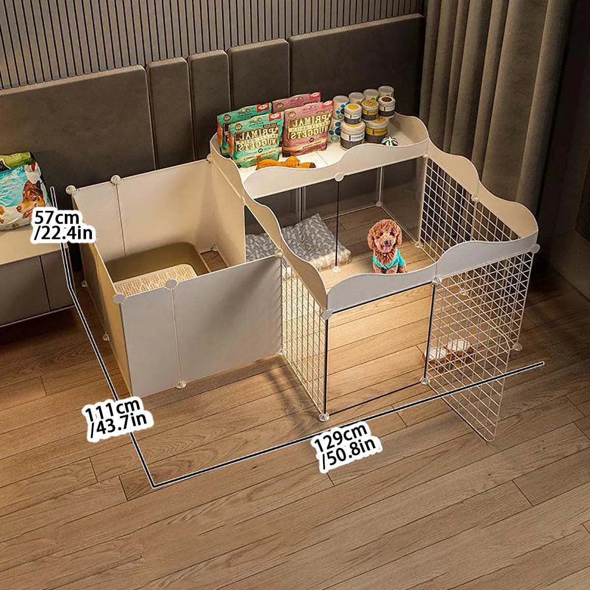 White Modular Indoor Dog Playpen, DIY Panel Enclosure