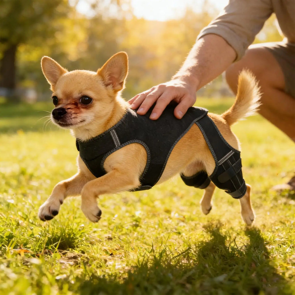 Adjustable Dog Rear-Leg Brace with Wraparound Harness
