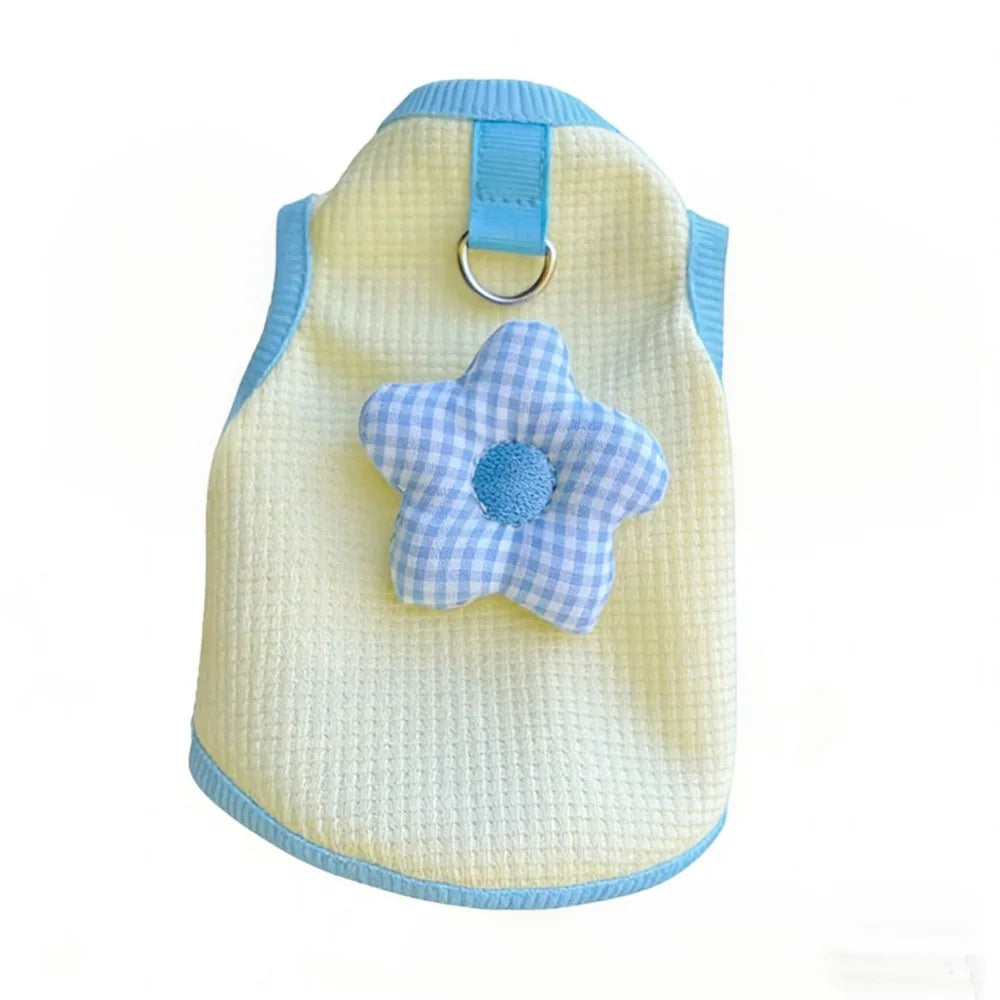 Pastel Pet Vest with Gingham Flower Detail