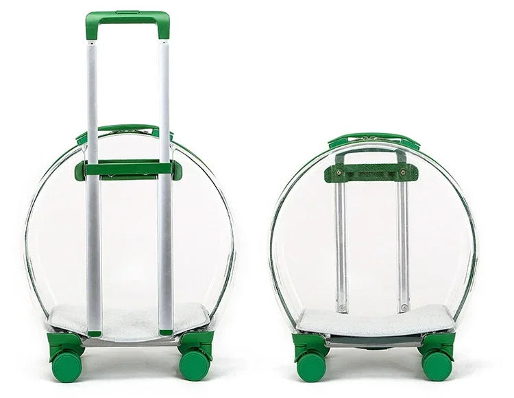Clear Bubble Rolling Pet Carrier with Telescoping Handle