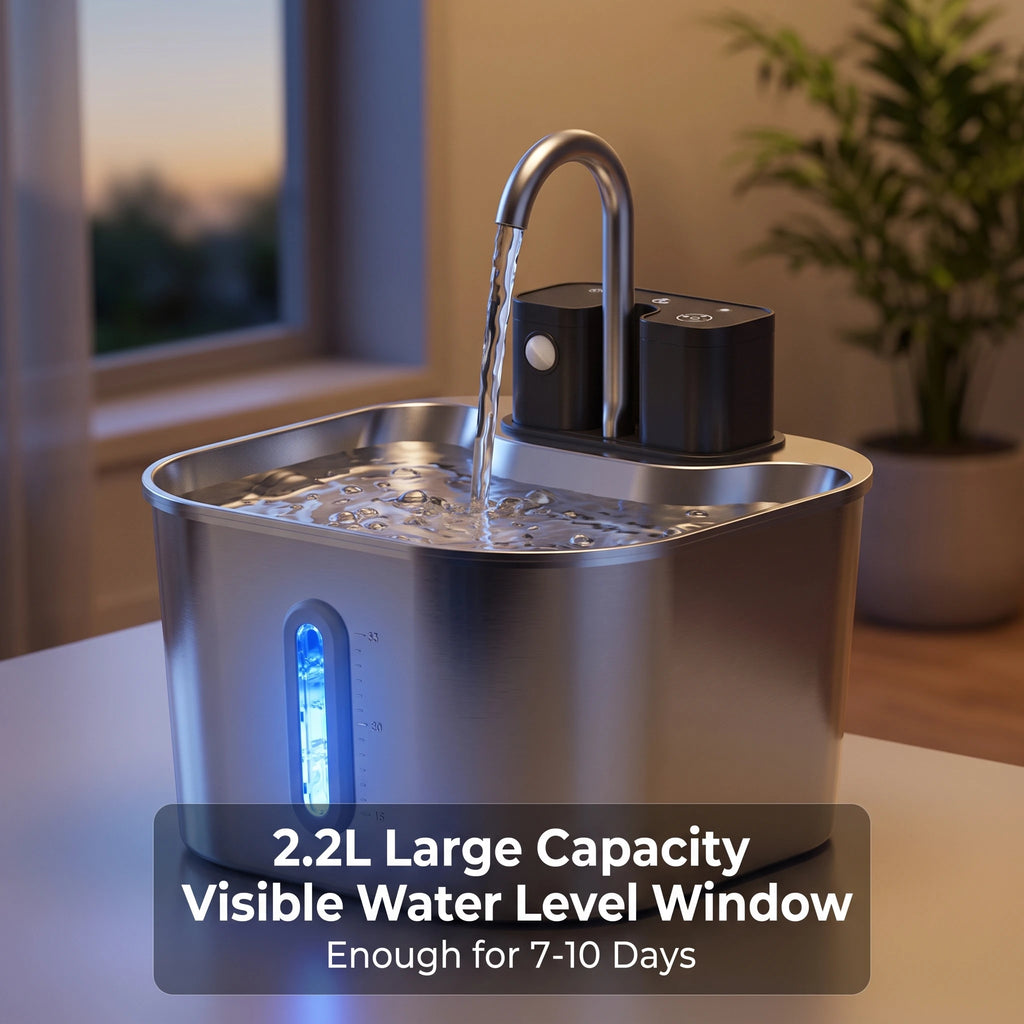 Stainless Steel Motion-Sensor Pet Water Fountain, 2L–2.2L