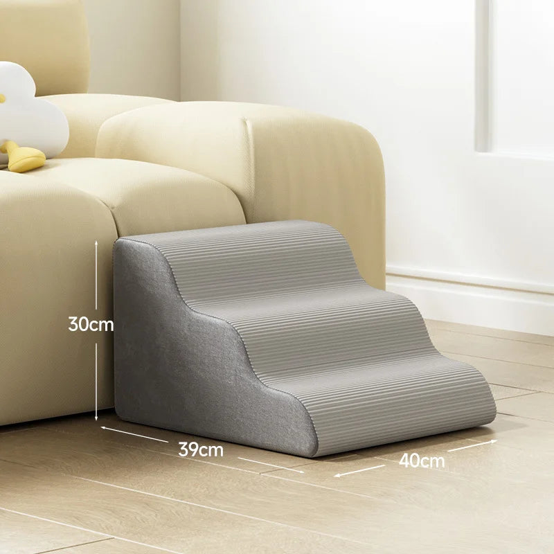 Gray Foam Pet Stairs in 3, 4 or 5 Steps
