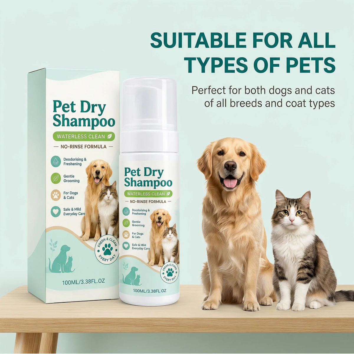Pet Dry Shampoo Foam, 100 ml, Boxed