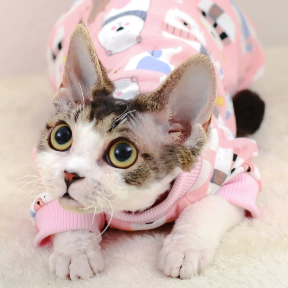 Cartoon-Print Cotton Cat Jumpsuit