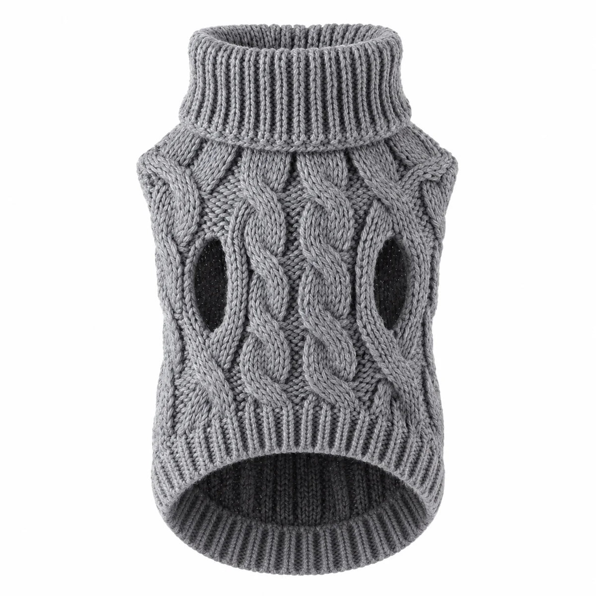 Cable-Knit Pet Sweater with Foldover Turtleneck