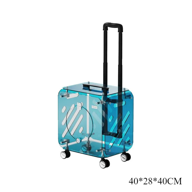 Box-Style Rolling Pet Carrier with Clear Panels