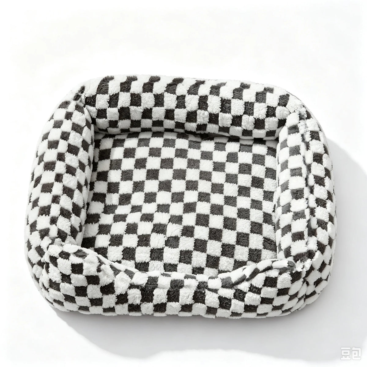 Checkerboard Fleece Bolster Bed for Dogs & Cats