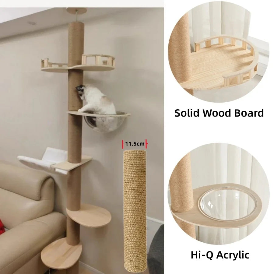 Adjustable Floor-to-Ceiling Cat Tower, 250–270 cm
