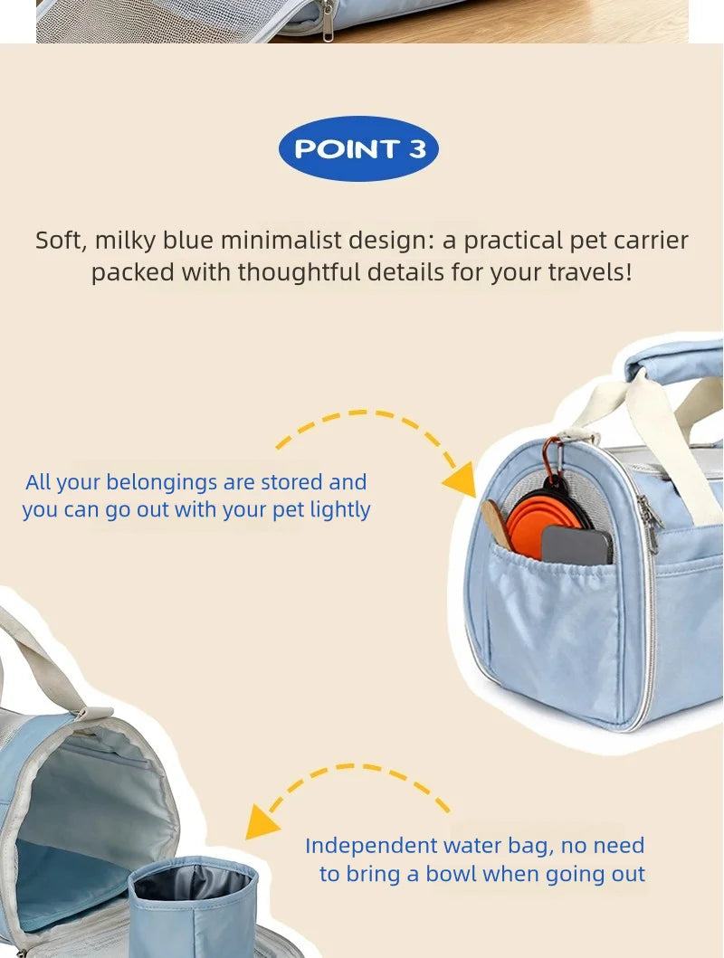 Blue Mesh Travel Carrier for Cats & Small Dogs