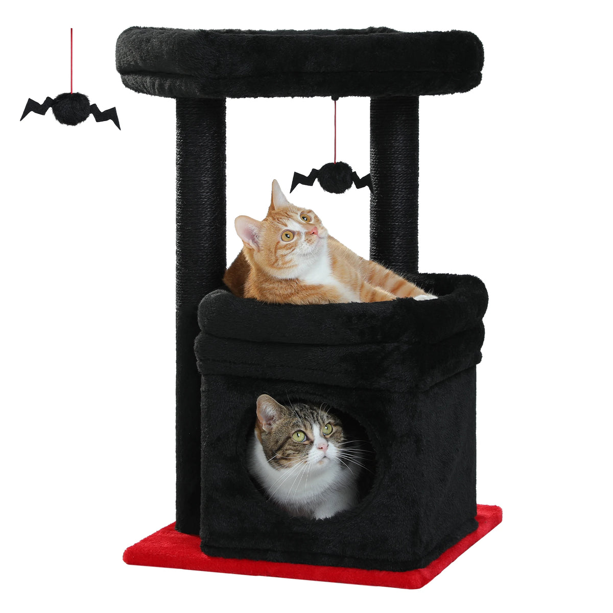 Compact Plush Cat Tower with Condo & Top Perch