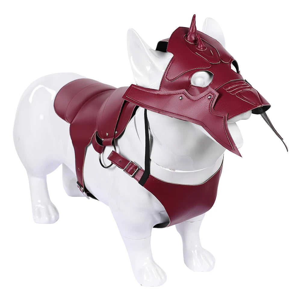 Burgundy Fantasy Armor Pet Costume with Mask