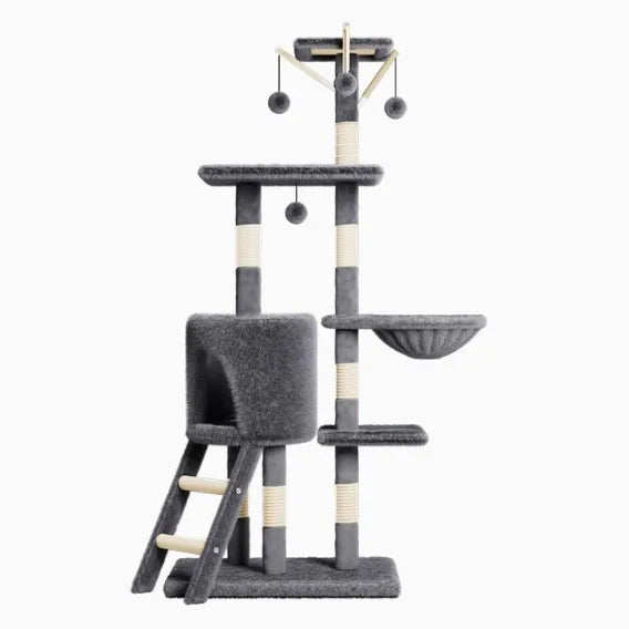 Plush Cat Tree with Condo, Hammock & Scratching Posts