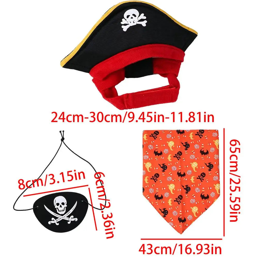 Pirate Hat & Bandana Costume Set for Cats & Dogs
