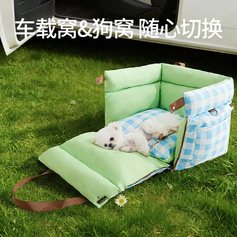 Pastel Pet Travel Bed with Carry Handles & Padded Sides