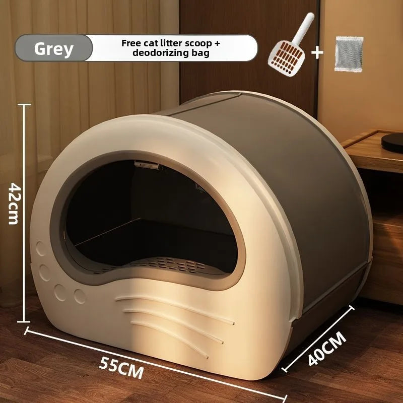 Covered Cat Litter Box with Rounded Front Doorway