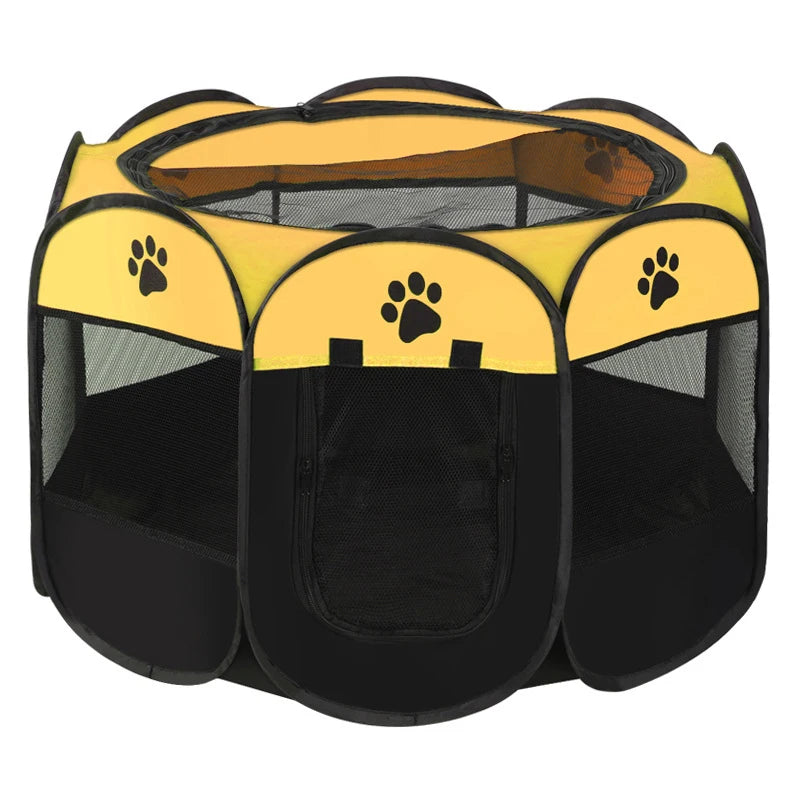 Foldable Octagonal Pet Playpen with Mesh Top
