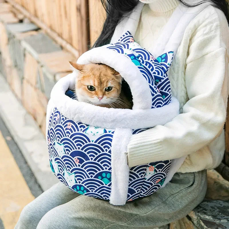 Plush Front Pet Carrier for Cats & Small Dogs