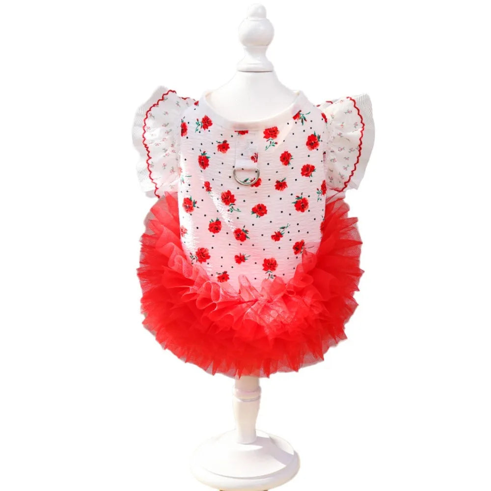 Red Rose Ruffle Cat Dress