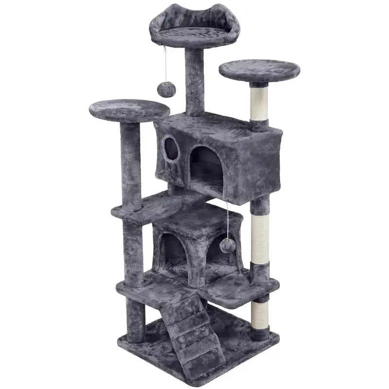 Plush Two-Condo Cat Tower with Lookout Perches